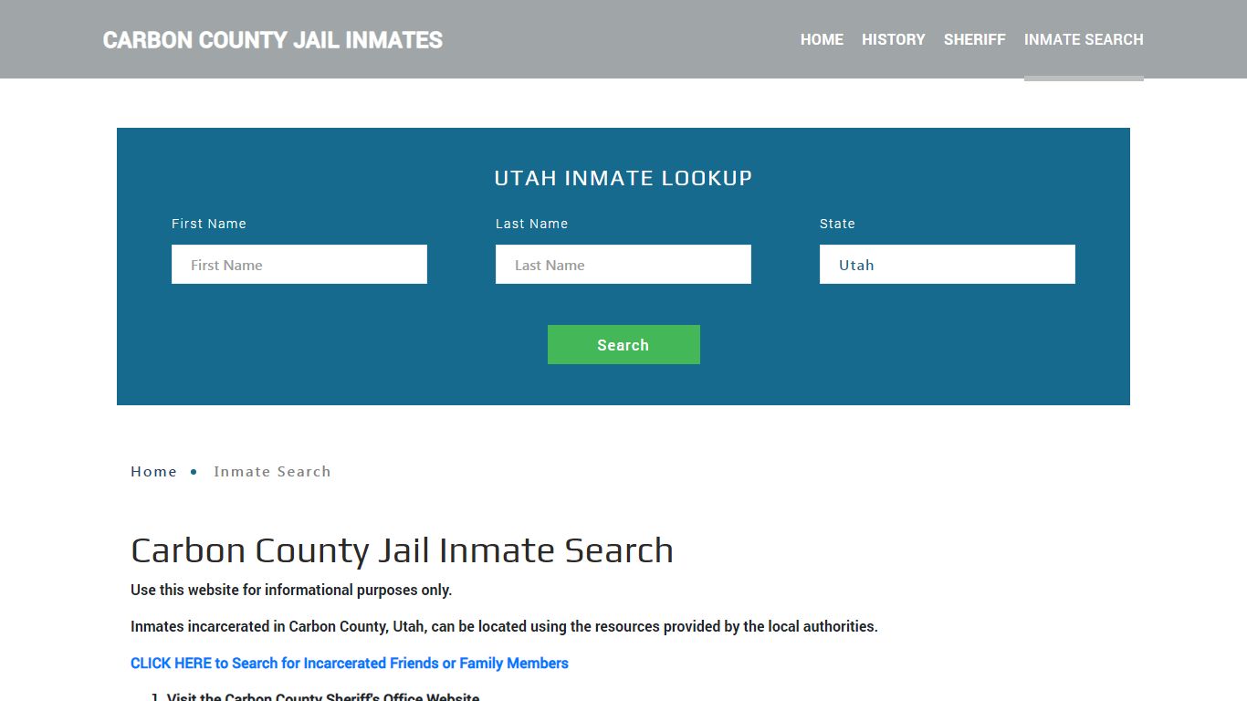 Carbon County, UT Detainee Lookup